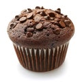 Decadent Chocolate Muffin Topped with Chocolate Chips. Generative ai Royalty Free Stock Photo