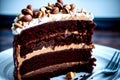 Decadent Chocolate Peanut Butter Cake with Creamy Peanut Butter Frosting.AI Generated