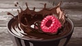 Decadent Chocolate Splash with Fresh Raspberry Royalty Free Stock Photo