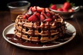 Decadent Chocolate syrup waffles. Generate Ai