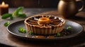 Delicious Chocolate Caramel Tart on a Plate, a Sweet Treat for Dessert Royalty Free Stock Photo