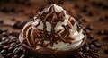 Decadent Chocolate and Vanilla Ice Cream Sundae Drizzled with Chocolate Sauce Royalty Free Stock Photo