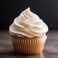 Close-up of Creamy Buttercream Topped Cupcake Tempting Indulgence. Generative AI