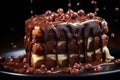 Decadent Delights: Indulging in the Irresistible Temptation of a Chocolate Dripping Cake. Generative AI