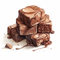 Decadent Fudge Illustration With Chocolate Sauce On White Background