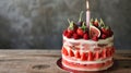 A Decadent Fusion: The Unique Strawberry-Watermelon Birthday Cake adorned with Figs, Raspberries, an