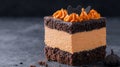 Decadent Halloween cake with chocolate and orange frosting Royalty Free Stock Photo
