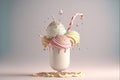 Ai Generative Decadent High Angle Milkshake with Chocolate Sprinkles and Whipped Cream
