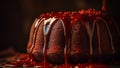 A decadent homemade chocolate cake, a slice of pure indulgence generated by AI Royalty Free Stock Photo