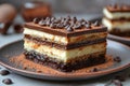 Decadent Nanaimo Bar, a Symphonic Blend of Layers. Concept Sweet Treats, Layered Desserts, Canadian Royalty Free Stock Photo