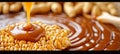 Decadent peanut brittle dipped in chocolate or caramel, creating a sweet swirl with texture contrast