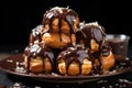 Decadent Profiteroles chocolate. Generate Ai Royalty Free Stock Photo