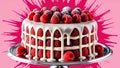 Decadent Raspberry Cake with Creamy White Icing and Fresh Raspberries