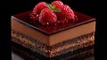 Decadent Raspberry Chocolate Cake with a Glossy Glaze on a Dark Background Royalty Free Stock Photo