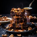 Decadent Salted Caramel Pecan Brownies Royalty Free Stock Photo