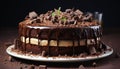 A decadent slice of homemade chocolate cake on a plate generated by AI