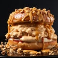 Playful And Macabre Sandwich With Caramel Sauce And Peanuts