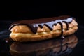 Decadent Sweet chocolate eclair. Generate Ai Royalty Free Stock Photo