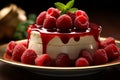 A decadent touch fresh strawberry compote graces the pinnacle of perfection