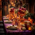 Decadent Venetian-inspired dining setup