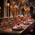 Decadent Venetian-inspired dining setup