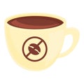 Decaf coffee cup icon, cartoon style