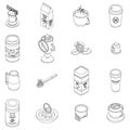 Decaffeinated coffee icons set vector outline
