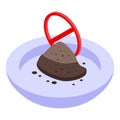 Decaffeinated coffee powder icon, isometric style