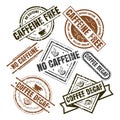 Decaffeinated labels in black and brown colors set