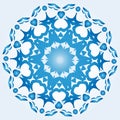 decagonal blue and white snowflake on light blue gradient background Royalty Free Stock Photo