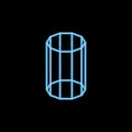 decagonal prism icon in neon style. One of geometric figure collection icon can be used for UI, UX