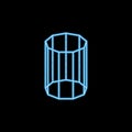 decagonal prism... icon in neon style. One of geometric figure collection icon can be used for UI, UX