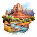 Zion Valley Glory Sticker - Vibrant Watercolor Illustration
