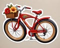 Decal sticker label fat tire bike flowers popular exercise Royalty Free Stock Photo