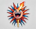 Decal sticker label fireworks explosion fire hazard cartoon