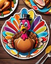 Decal sticker label tom turkey Thanksgiving dinner holiday