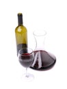 Decanter, bottle and glass with red wine. Royalty Free Stock Photo