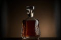 Decanter or carafe with whiskey on dark wooden background Royalty Free Stock Photo