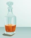 Decanter with a drink on gradient a background