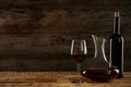 Decanter, glass and bottle with red wine Royalty Free Stock Photo