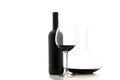 Decanter isolate, glass of red wine and bottle on white background Royalty Free Stock Photo