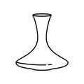 Decanter. Linear icon of glass vessel for red wine. Black simple illustration of elegant large jar for wine tasting. Contour Royalty Free Stock Photo