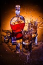 Decanter and two glasses with whisky and ice Royalty Free Stock Photo