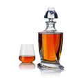 Decanter with whiskey and whiskey glasses. Carafe and glass of whiskey on a white background