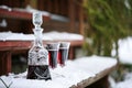 Decanter and wineglasses of red wine Royalty Free Stock Photo