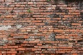 decay old red brick wall, wide panorama of masonry, bricklaying, old brick wall texture for background Royalty Free Stock Photo