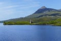 Decayed castle, Ardvreck Castle, on Loch Assynt in Highlands of Scotland Royalty Free Stock Photo