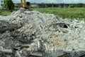 Decayed concrete from a collapsed building Lots of cement debris piled up on the floor. Royalty Free Stock Photo