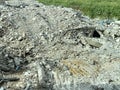 Decayed concrete from a collapsed building Lots of cement debris piled up on the floor. Royalty Free Stock Photo