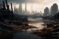 Decayed Post apocalyptic city. Generate Ai